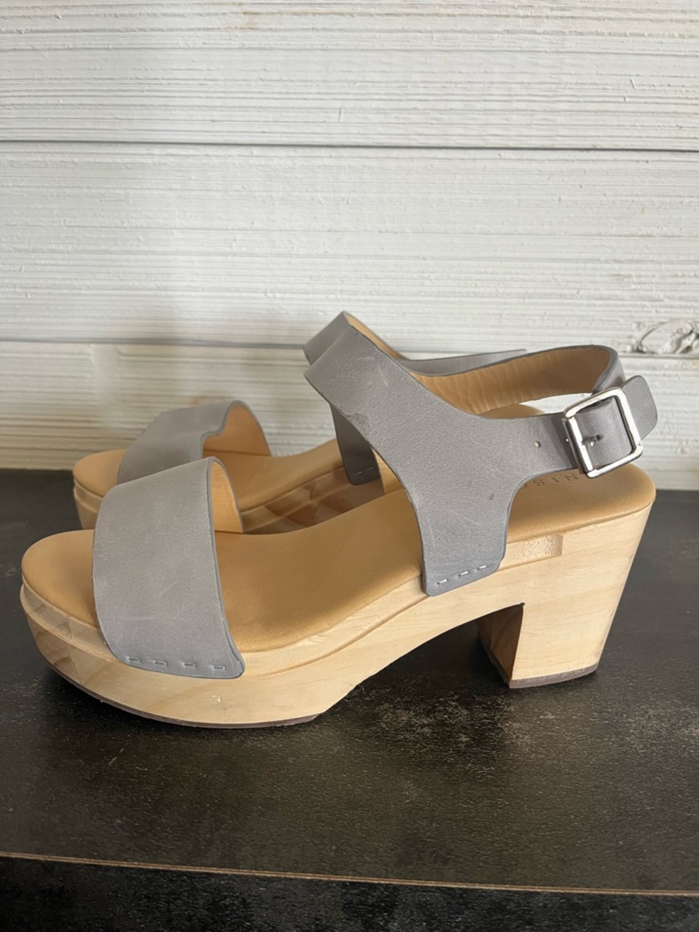 Nisolo All-Day Open Toe Clog Sky Grey size 7.5 women’s shoes sandals anthro - Picture 8 of 16